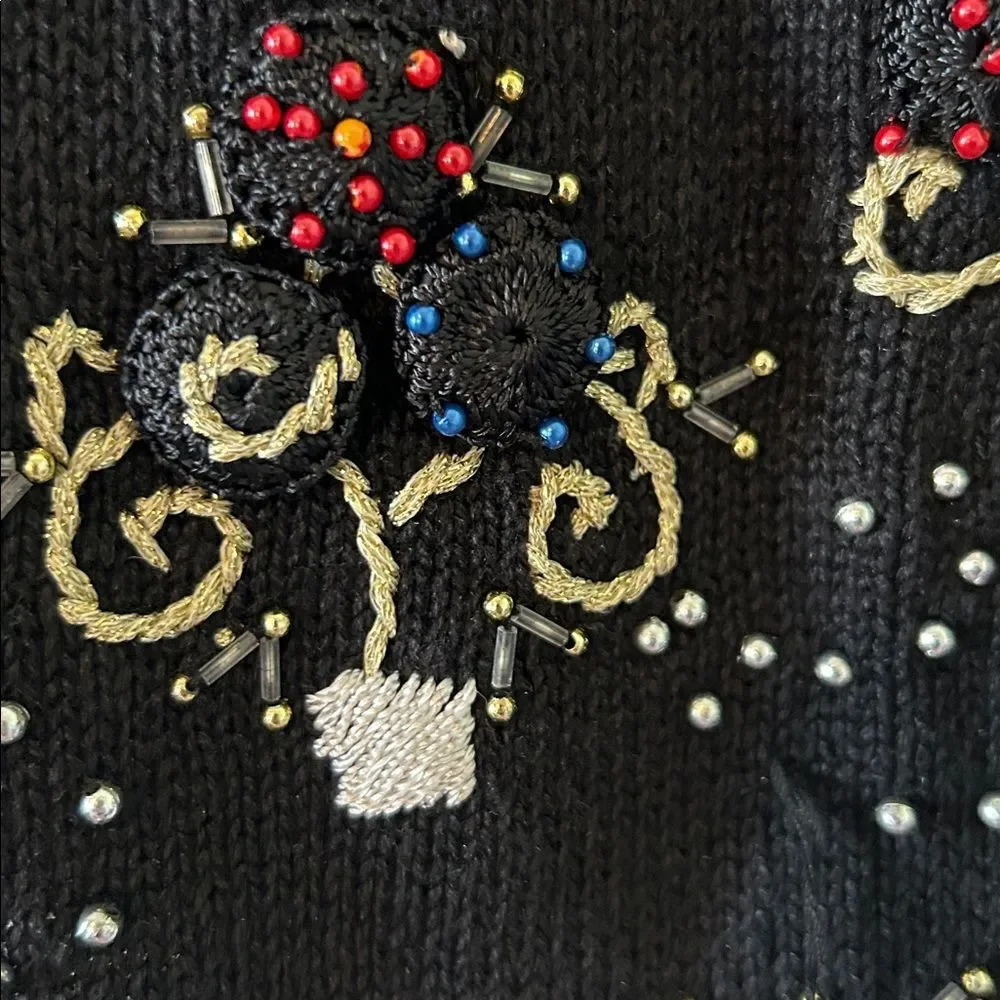Vinteage Erika Sweater Vest with Embroidery and beads.  Size XL